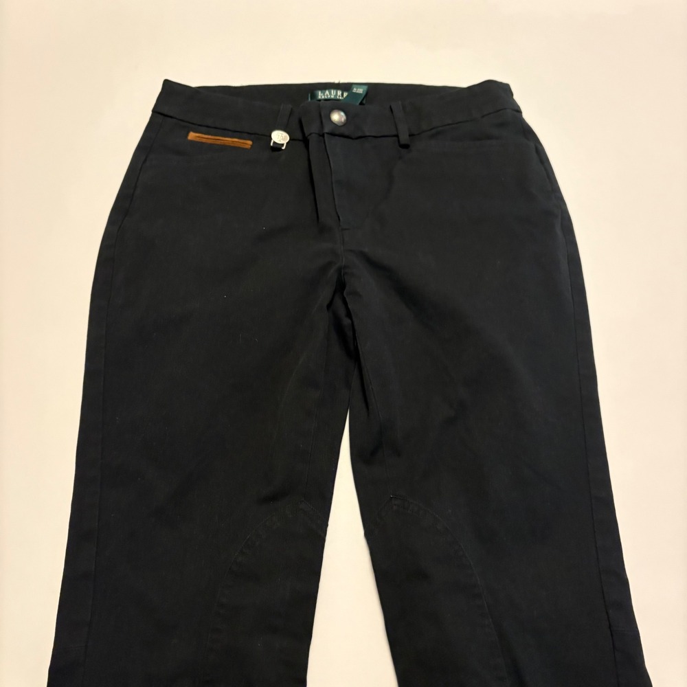 Lauren Ralph Lauren Jodhpur Pants Womens 2 Black Faux Suede Trim Knee Patch
